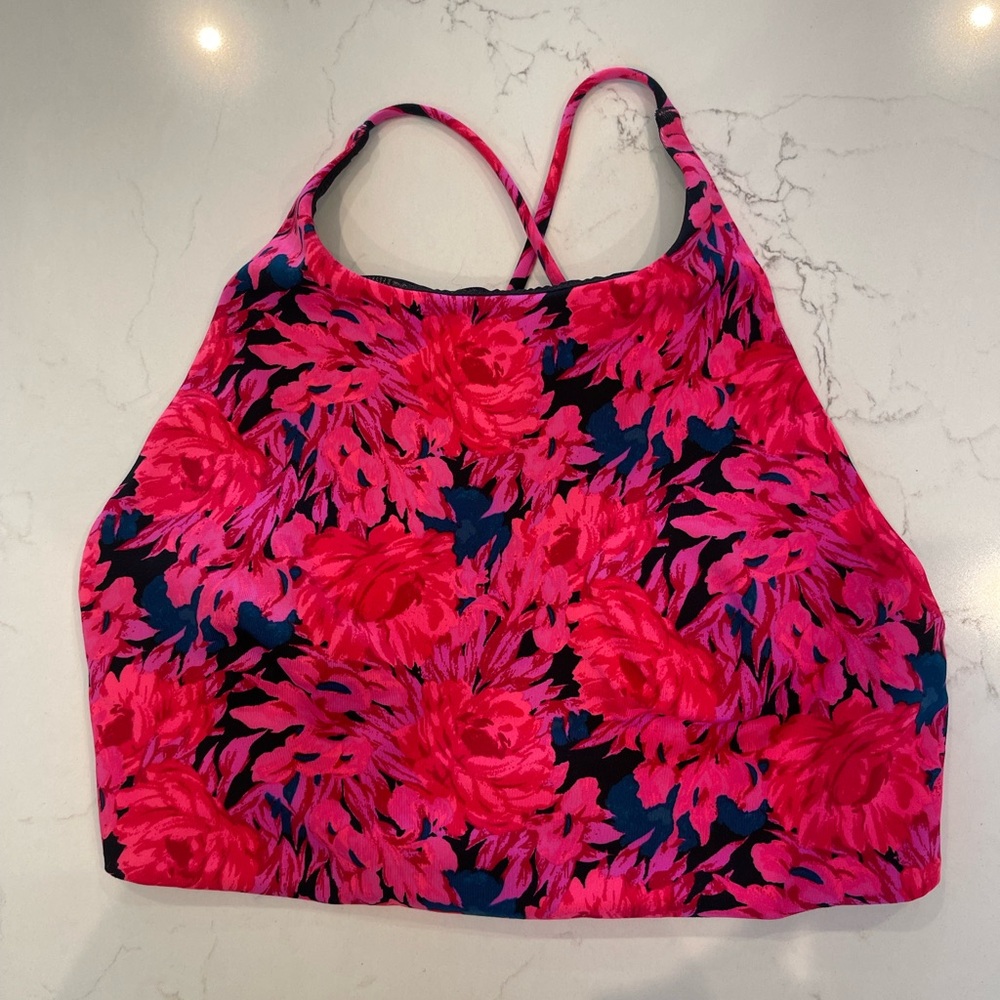 Victoria's Secret Pink and Black Floral Sports Bra Top